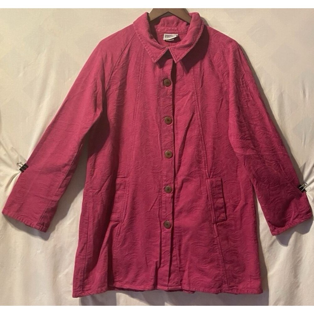 Eucalyptus Jacquard Paisleys Pleated Hand Crafted Magenta Jacket Womens M